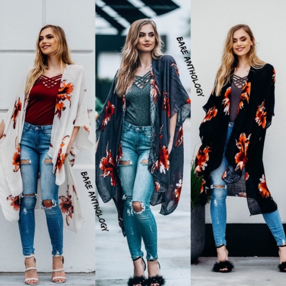 Bare Anthology Jackets & Blazers - Bare Anthology Floral Kimono Cover-Up One Size